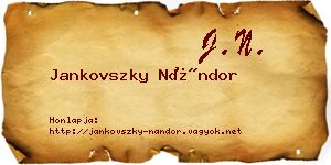 Jankovszky Nándor névjegykártya